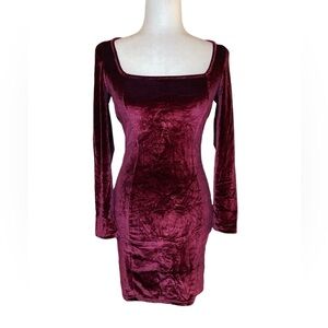 Red velvet bodycon dress